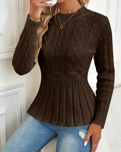 Jersey de punto grueso con cuello redondo para mujer