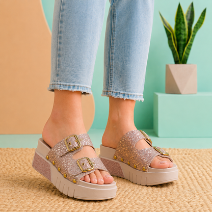 Sandalias de Plataforma con Brillos