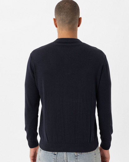 Jersey de Punto Fino con Cuello Polo y Diseño Clásico para Hombre