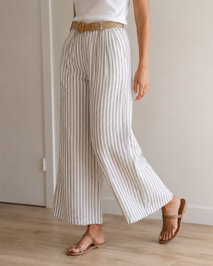 Pantalón Palazzo de Rayas con Cinturón