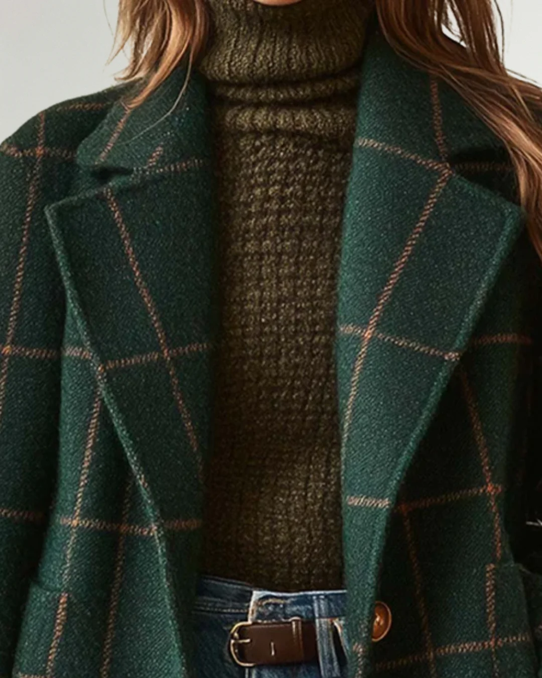 Abrigo Clásico a Cuadros de Estilo Atemporal y Refinado para Mujer