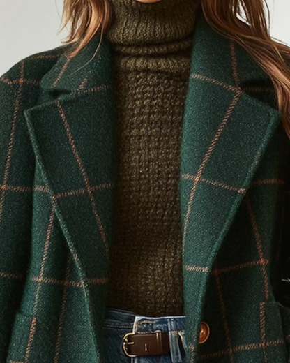 Abrigo Clásico a Cuadros de Estilo Atemporal y Refinado para Mujer
