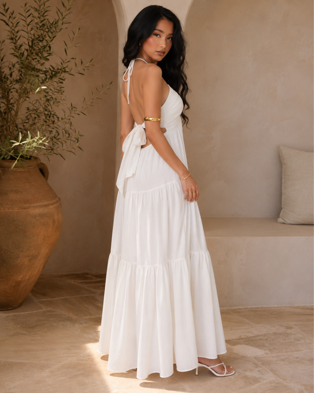 Vestido Largo Halter con Espalda Abierta