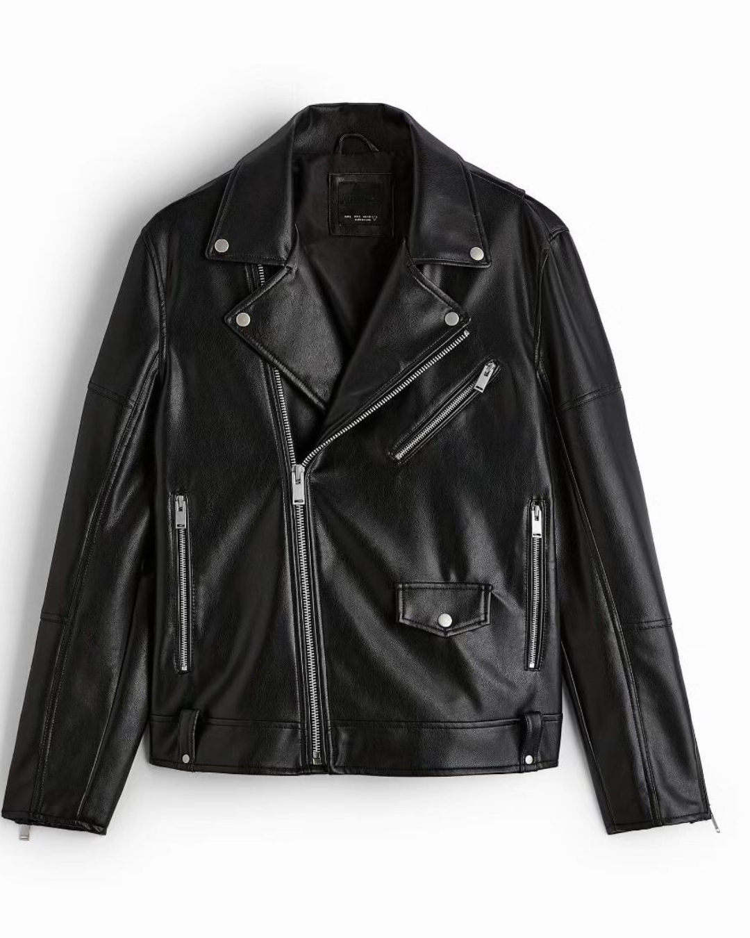 Chaqueta Clásica de Cuero con Solapa para Hombres