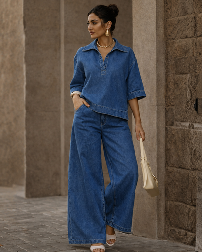 Conjunto Oversize de Denim Estilo Urbano