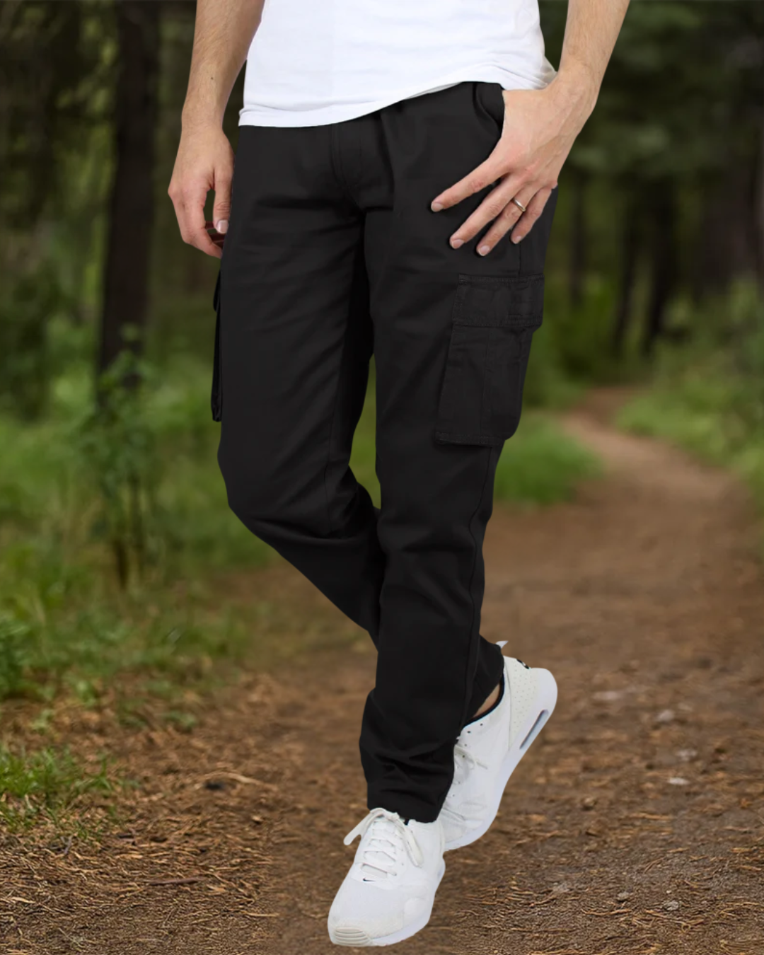 Pantalones cargo de algodón elástico para hombre