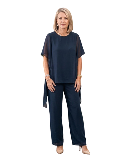 Conjunto de Lino y Algodón de Talle Alto con Pierna Ancha