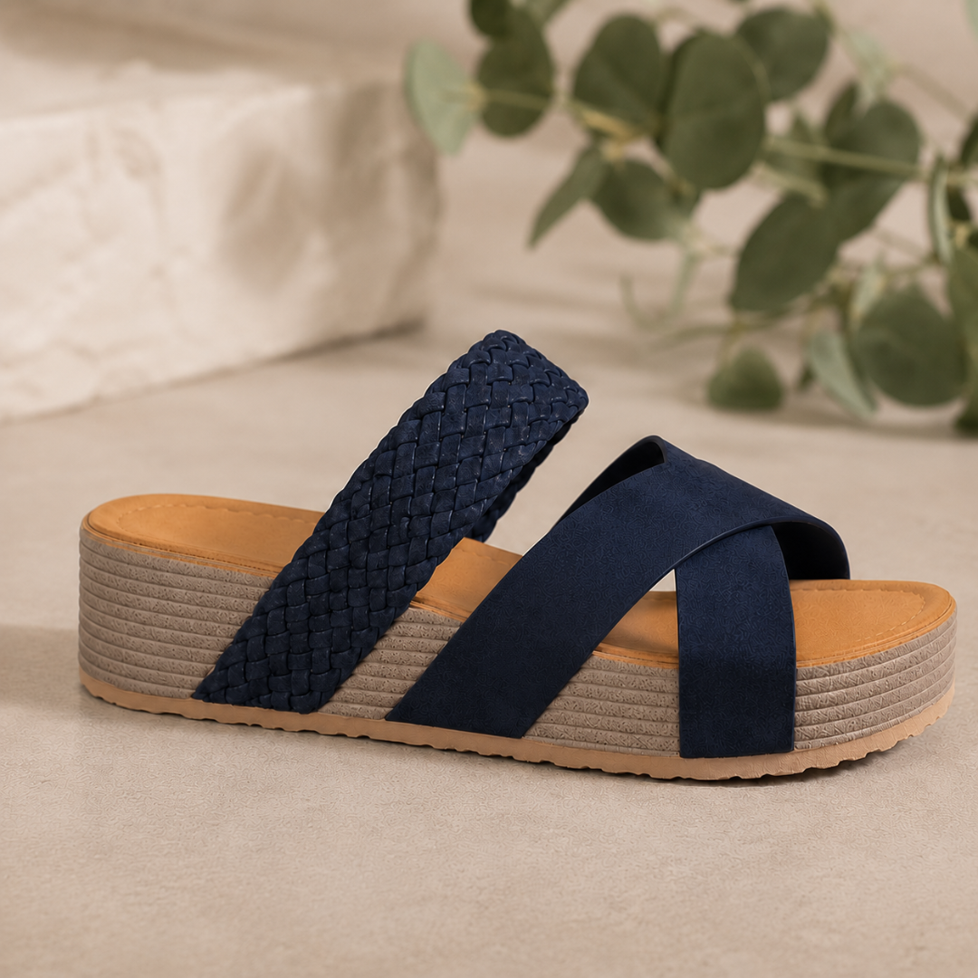 Sandalias de Cuña con Tiras Cruzadas