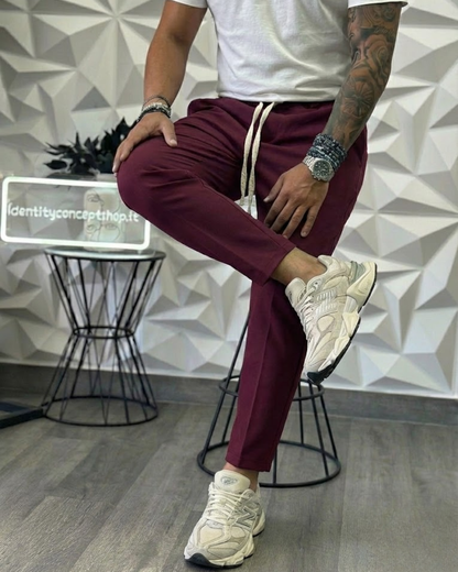 Pantalón Casual de Corte Relajado con Cintura Elástica Para Hombre