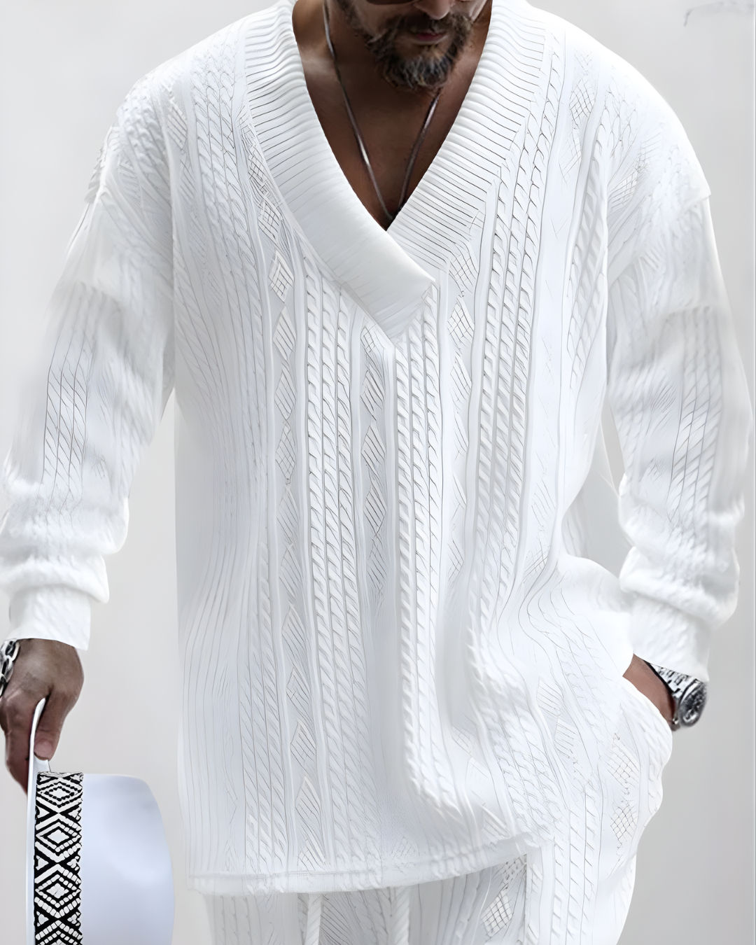 Conjunto de Dos Piezas con Textura Jacquard de Trenzado para Hombre®
