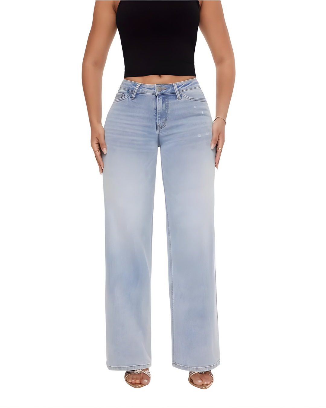 Pantalón amplio de cintura elástica con efecto realce para mujer®