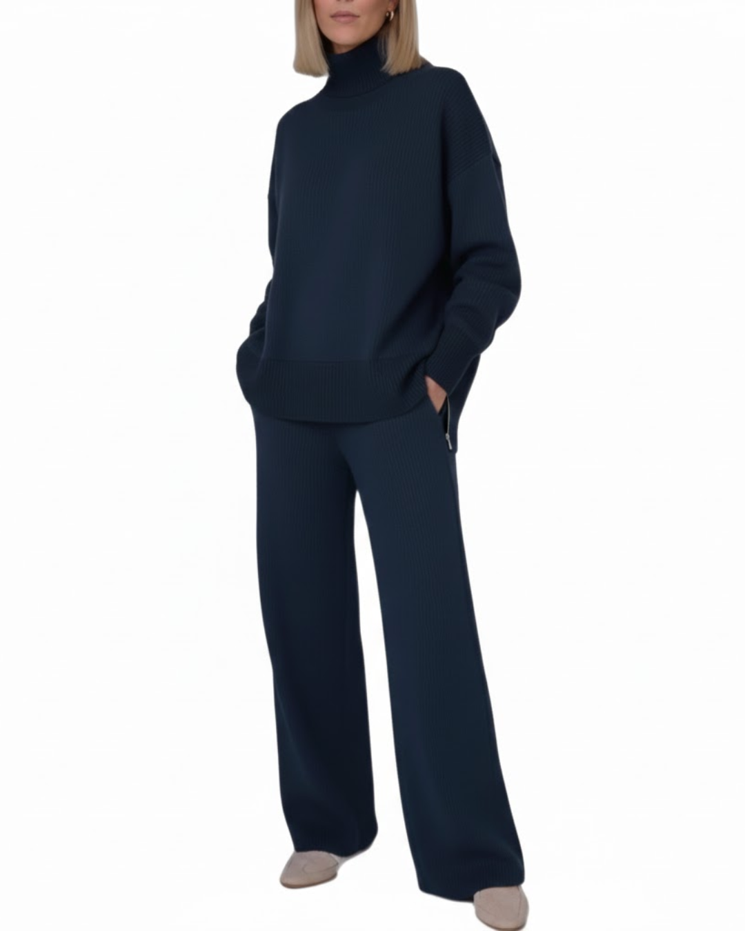 Conjunto de dos piezas con camiseta ancha y pantalones anchos para mujer