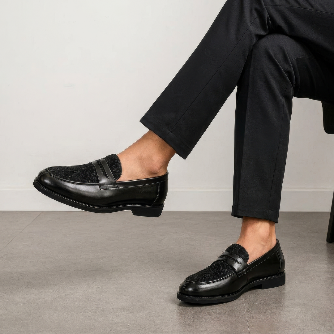 Mocasines de cuero con ante