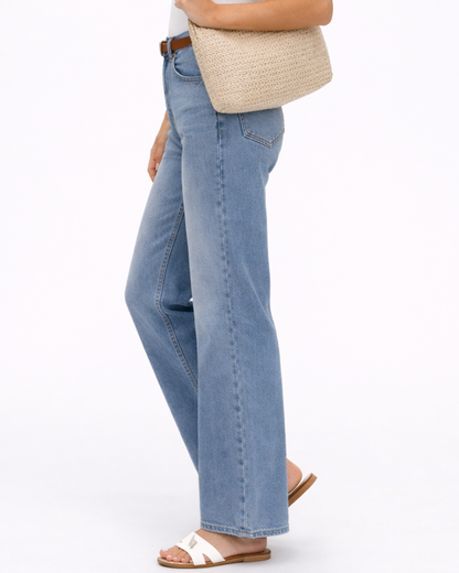 Pantalón de Tiro Alto con Tejido Elástico para Mujer