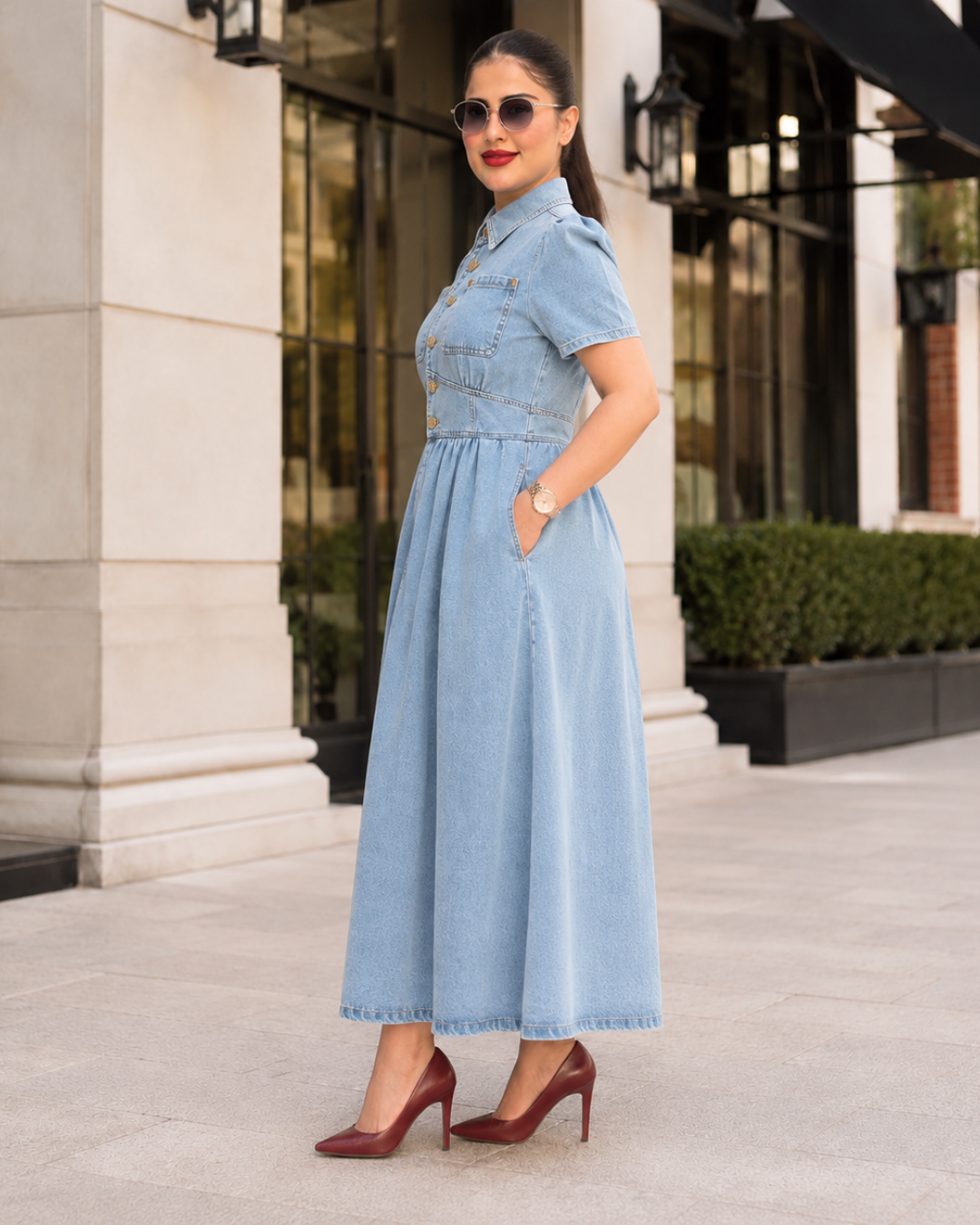Vestido Midi Vaquero con Botones®