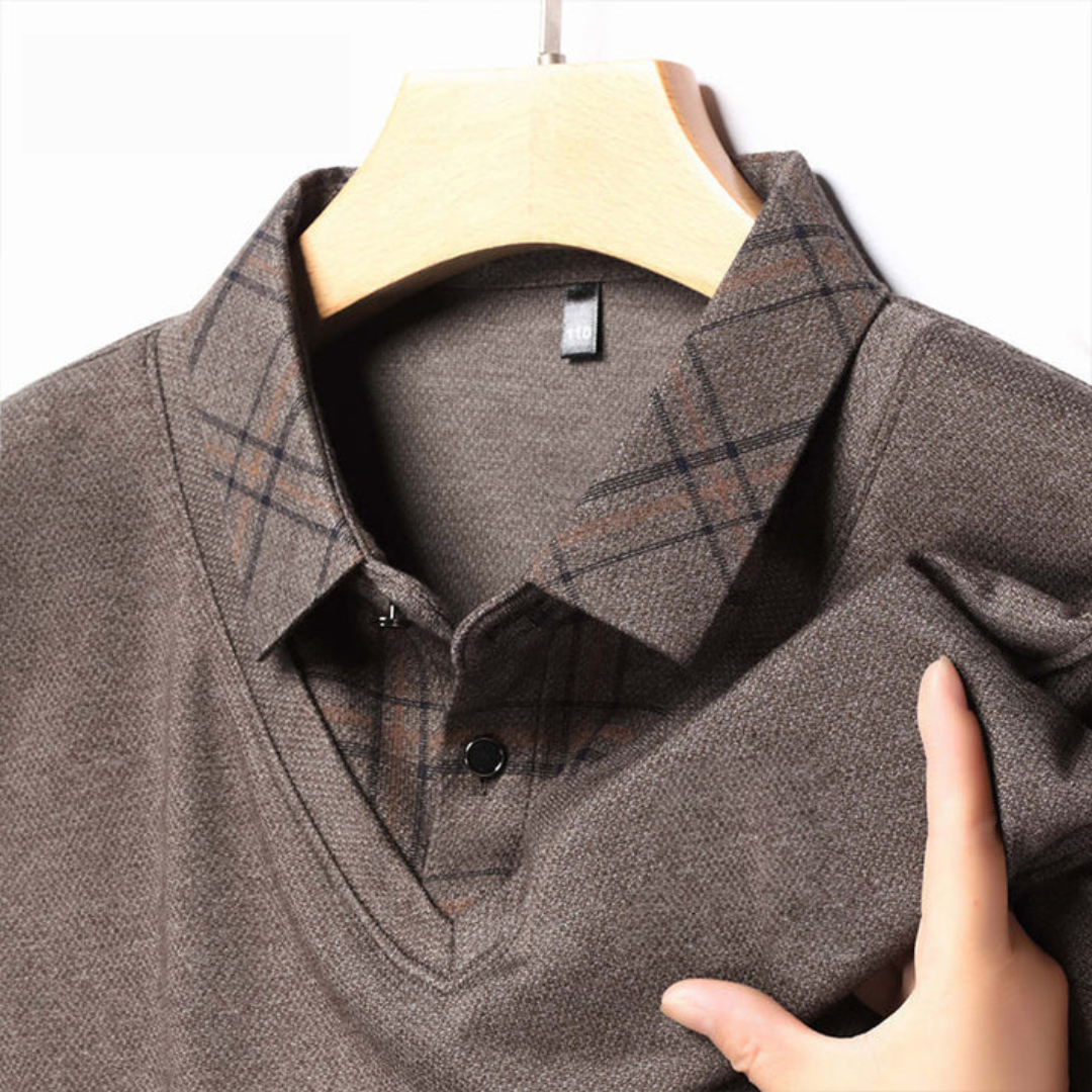 Camisa Casual de Manga Larga con Solapa para Hombres