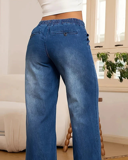 Pantalones Denim de Pierna Ancha para Mujer