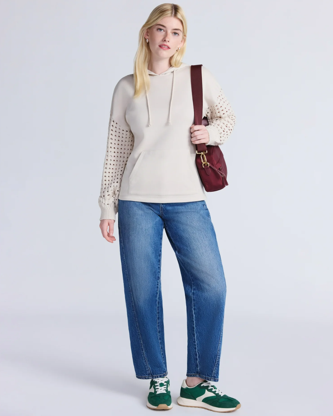 Sudadera casual con detalles de ganchillo en las mangas para Mujer