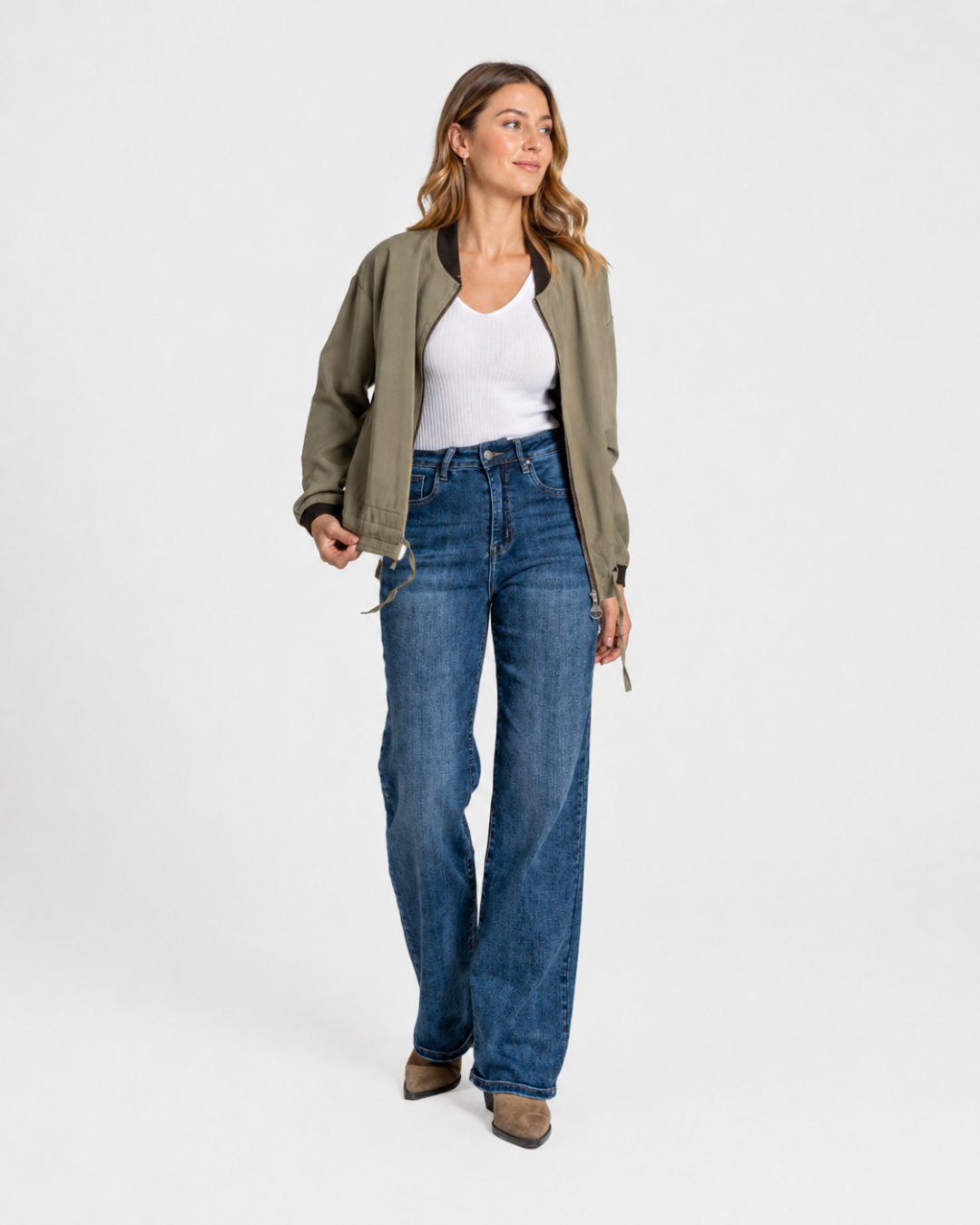 Pantalones de mezclilla anchos de cintura alta