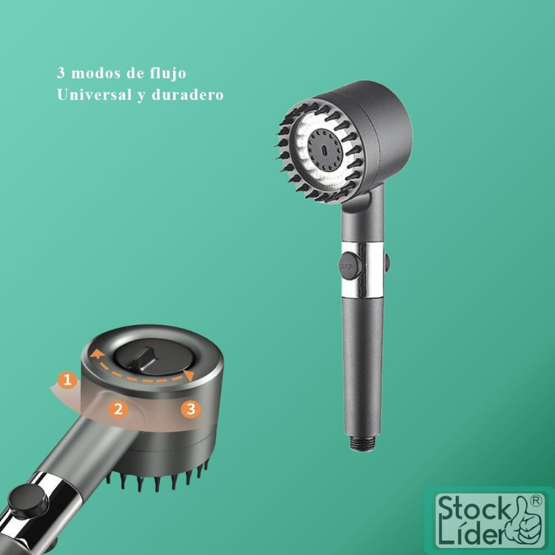 Cabezal para Ducha de alta presión con masaje y triple ajuste de flujo®