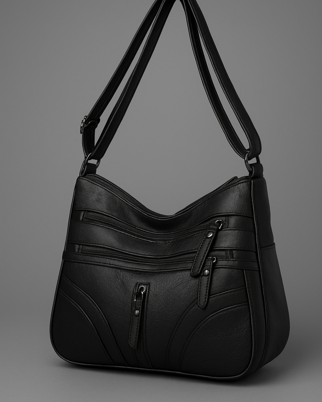 Bolso con múltiples compartimentos y textura suave