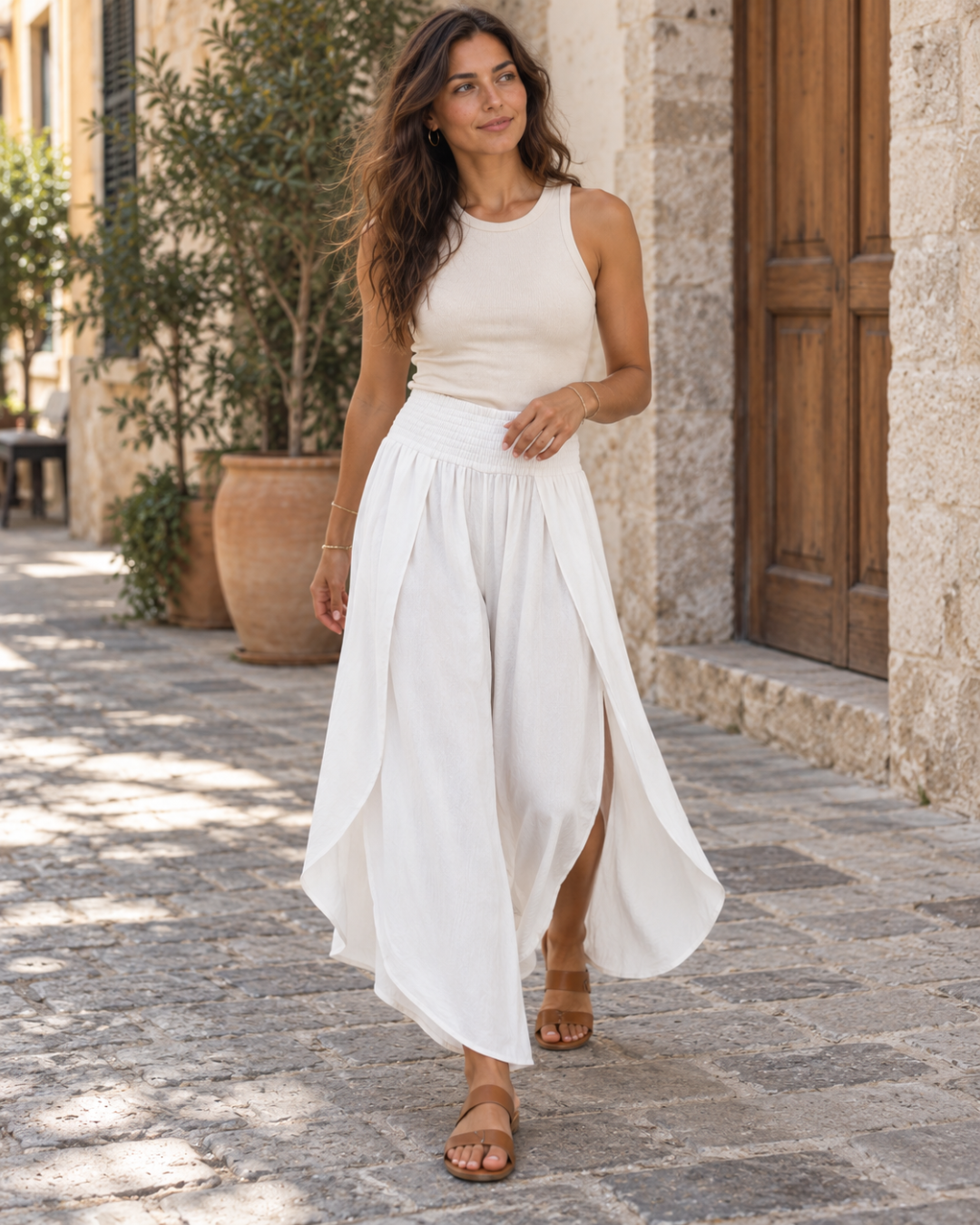Pantalón Palazzo Fluido de Tiro Alto con Aberturas Laterales®