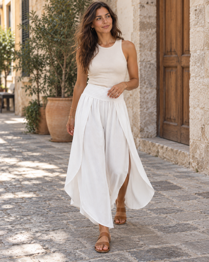 Pantalón Palazzo Fluido de Tiro Alto con Aberturas Laterales®