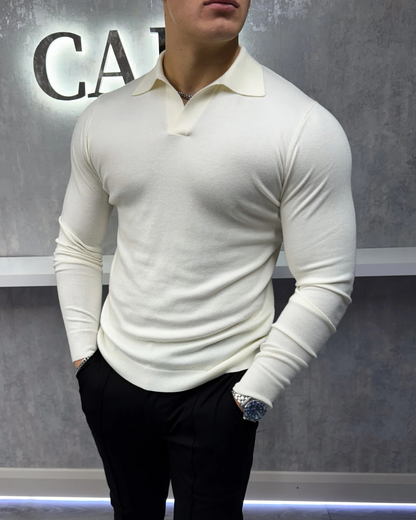 Polo de Manga Larga Suave y Transpirable para Hombre