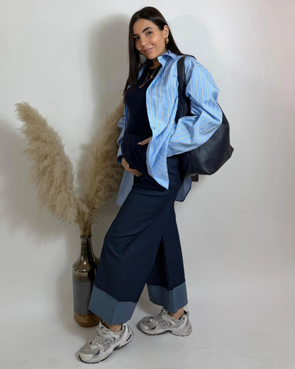 Pantalón Culotte Efecto Denim