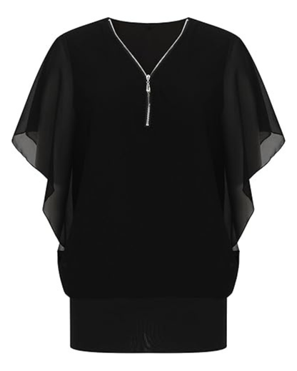 Blusa de gasa con cremallera