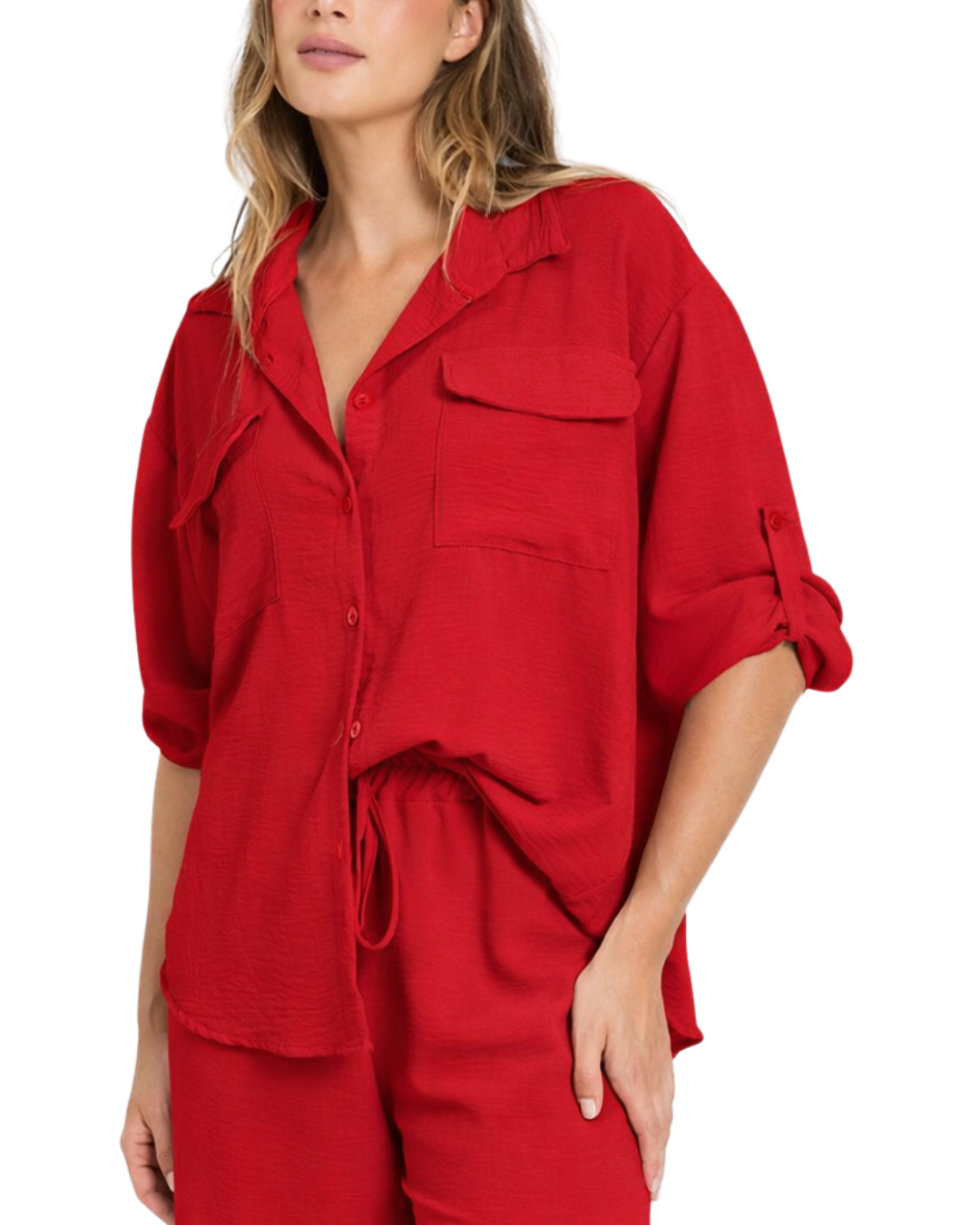 Conjunto de Corte Holgado con Tela Texturizada para Mujer
