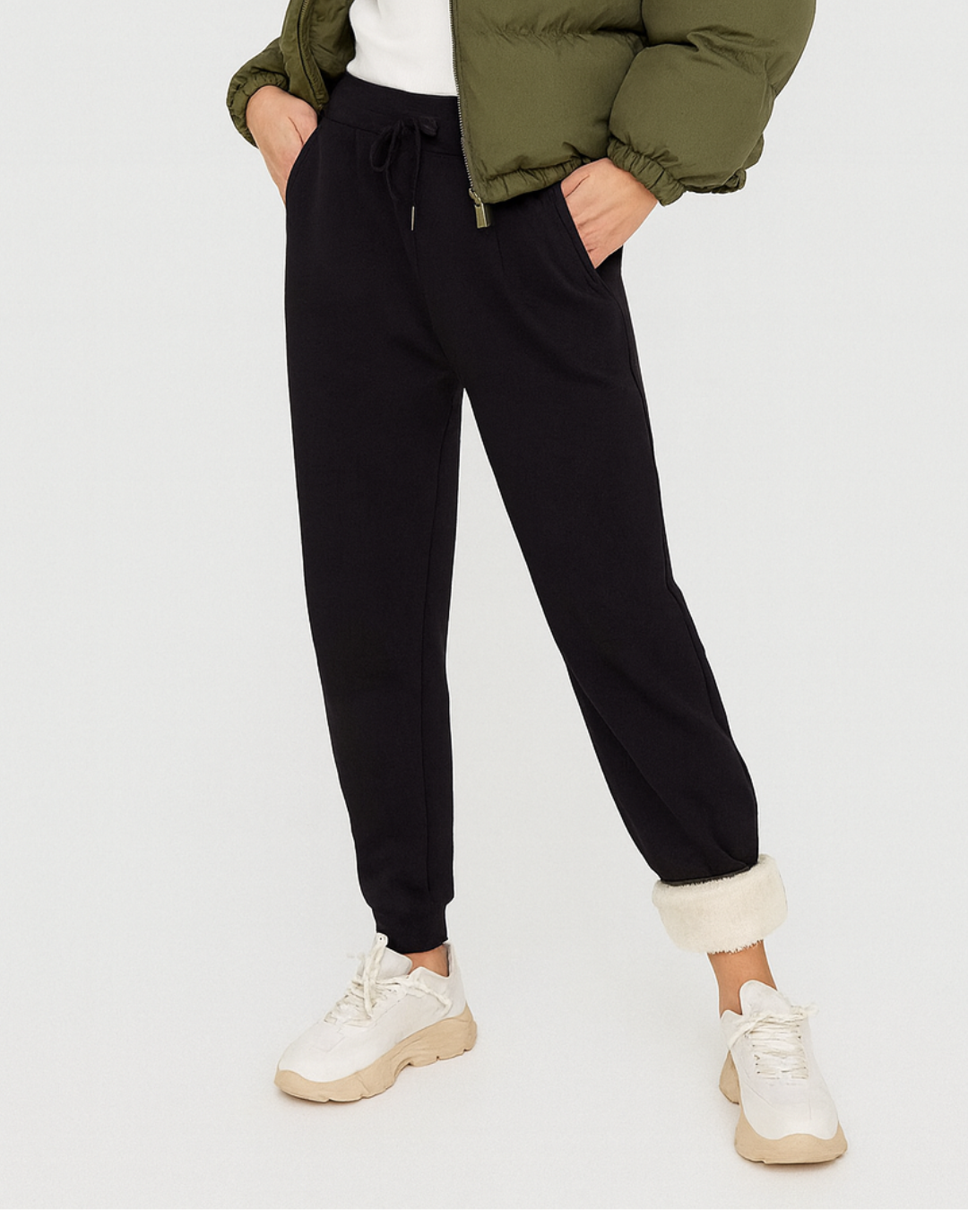 Pantalones de Chándal Holgados con Forro Polar para Mujer