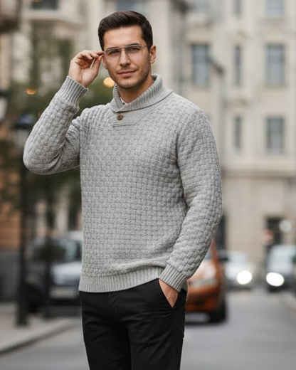 Sueter de Punto Premium con Cuello Elevado y Estructura Reforzada Para Hombre