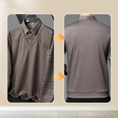 Camisa Casual de Manga Larga con Solapa para Hombres