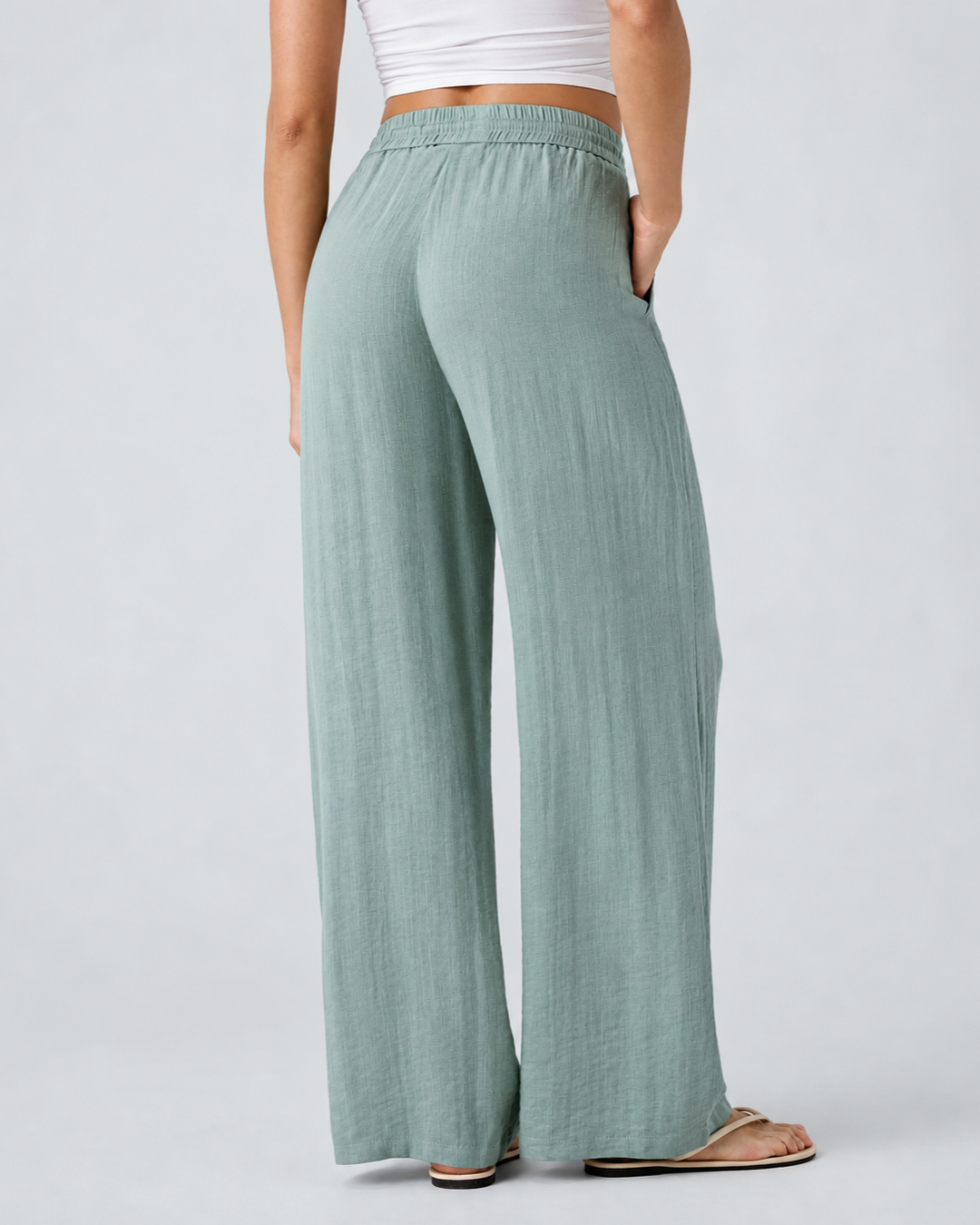 Pantalón de Pierna Ancha con Cintura Alta