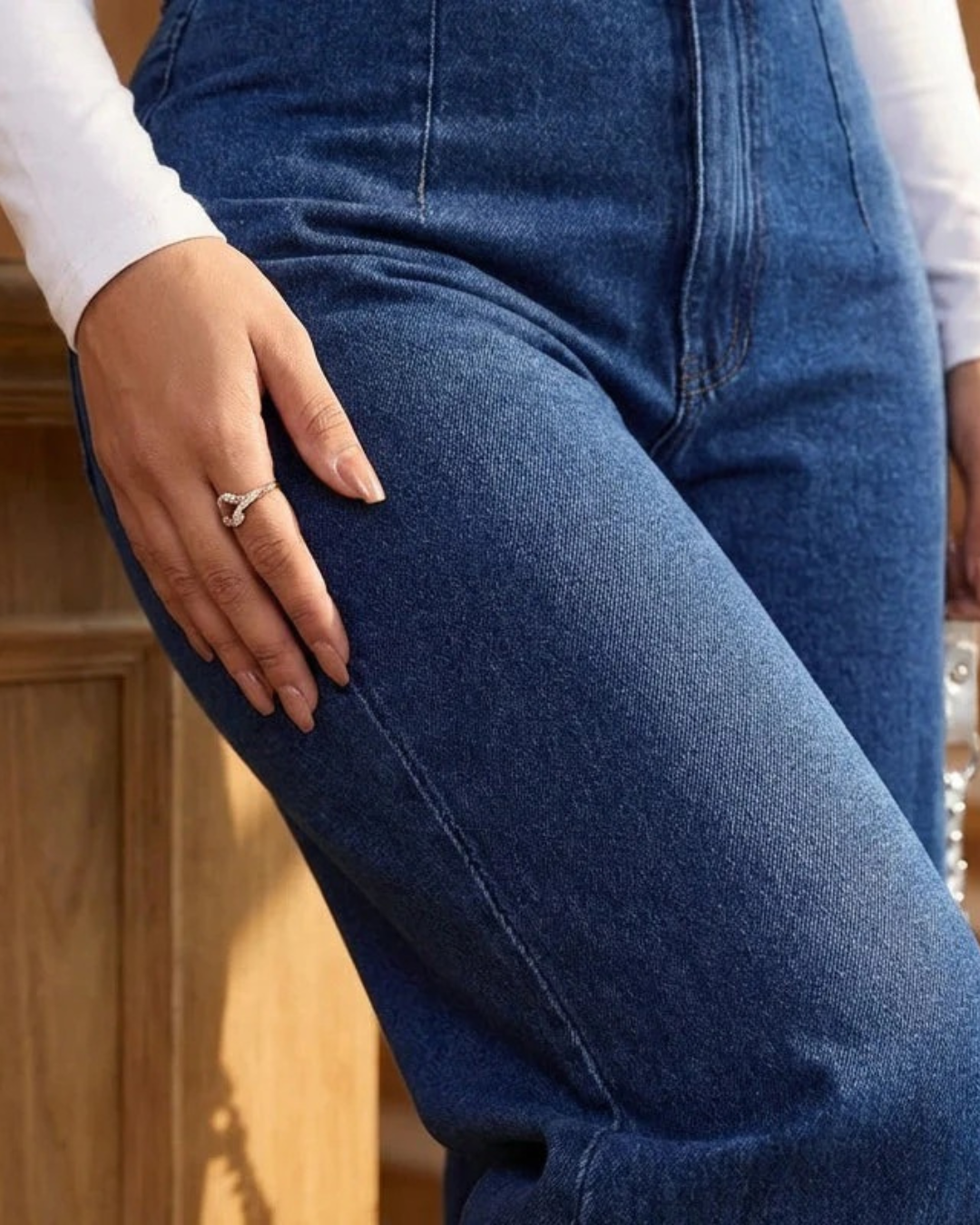 Jeans de Tiro Alto y Pernera Ancha