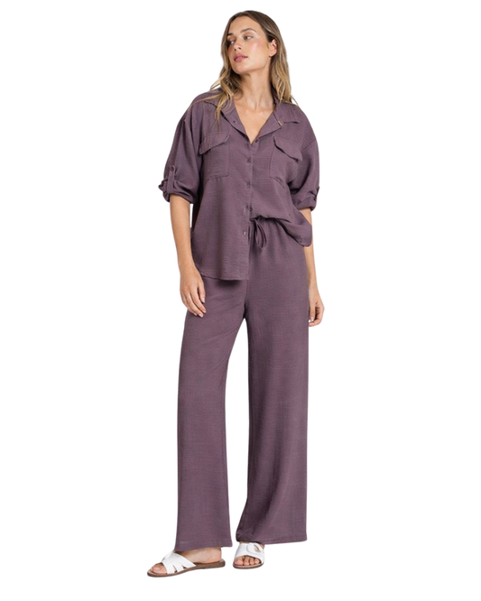 Conjunto de Corte Holgado con Tela Texturizada para Mujer