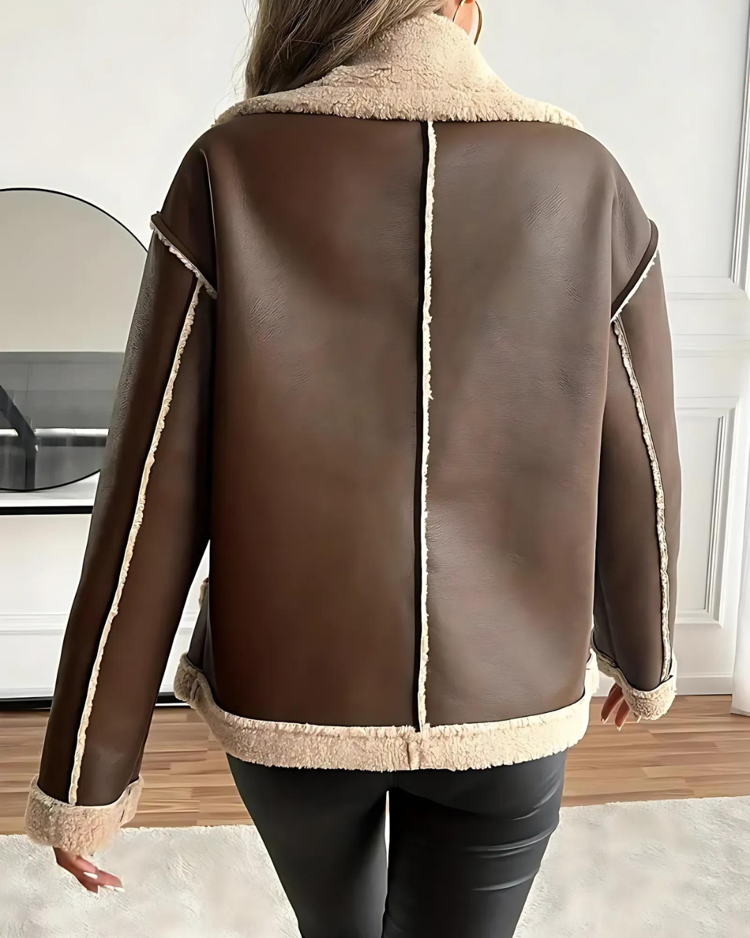 Chaqueta Elegante de Cuero Forrado de Felpa para Mujer®