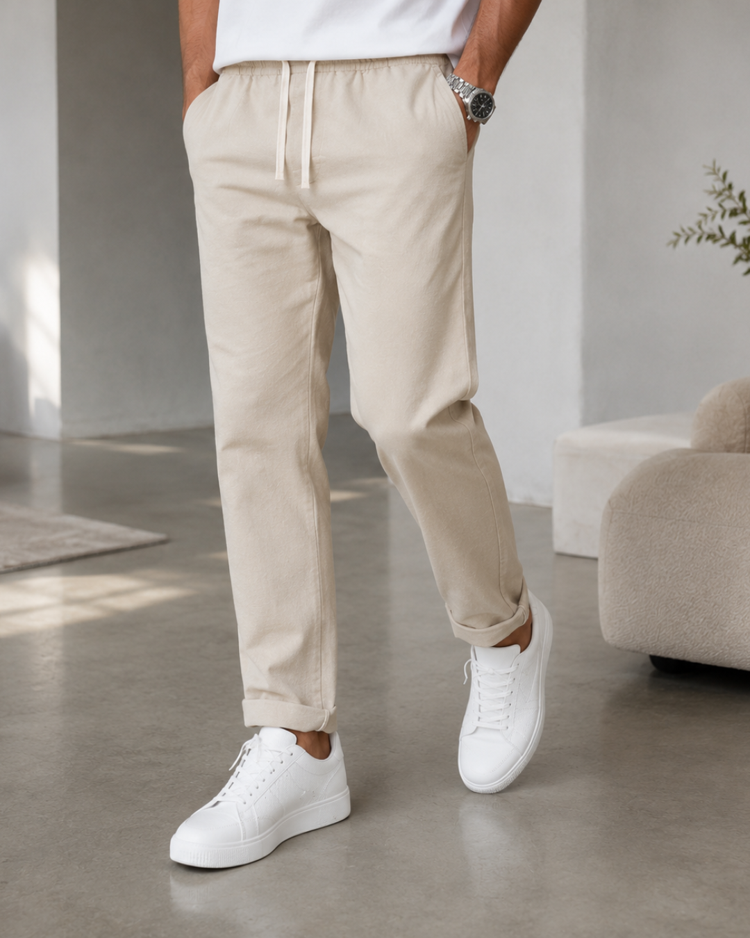 Pantalón Amplio con Cintura Ajustable