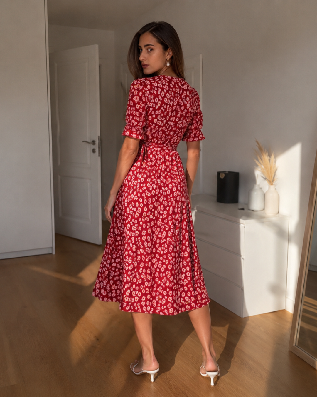 Vestido Midi Cruzado con Estampado Floral