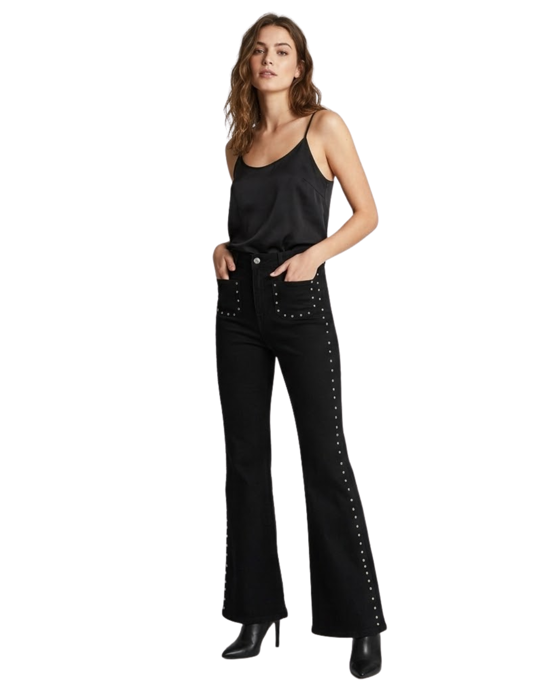 Jeans Rectos con Tachuelas