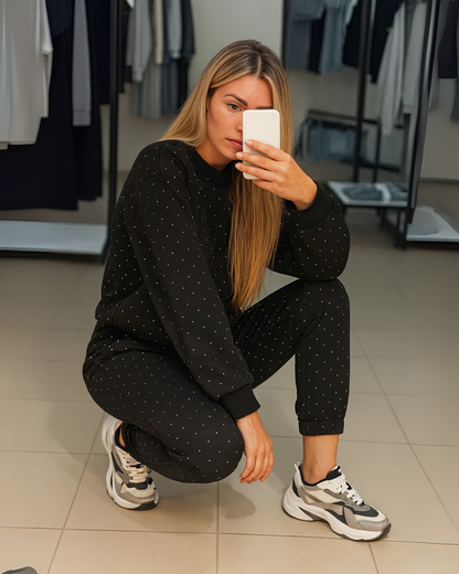 Conjunto Estructurado con un Toque de Glamour Brillante Para Mujer
