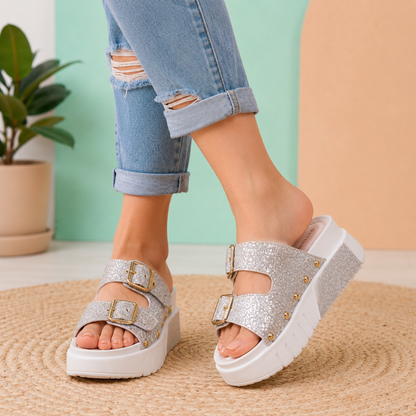 Sandalias de Plataforma con Brillos