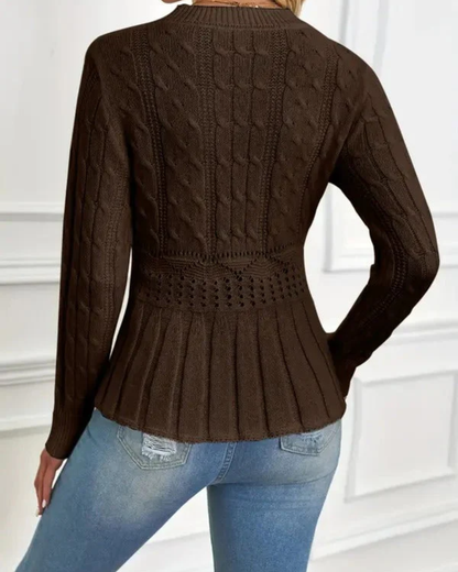 Jersey de punto grueso con cuello redondo para mujer