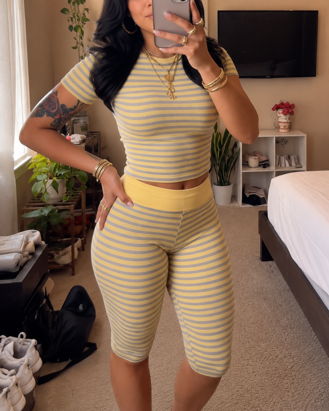 Conjunto Ajustado de Top Corto y Pantalones Cortos de Ciclismo de Talle Alto®