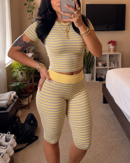 Conjunto Ajustado de Top Corto y Pantalones Cortos de Ciclismo de Talle Alto®