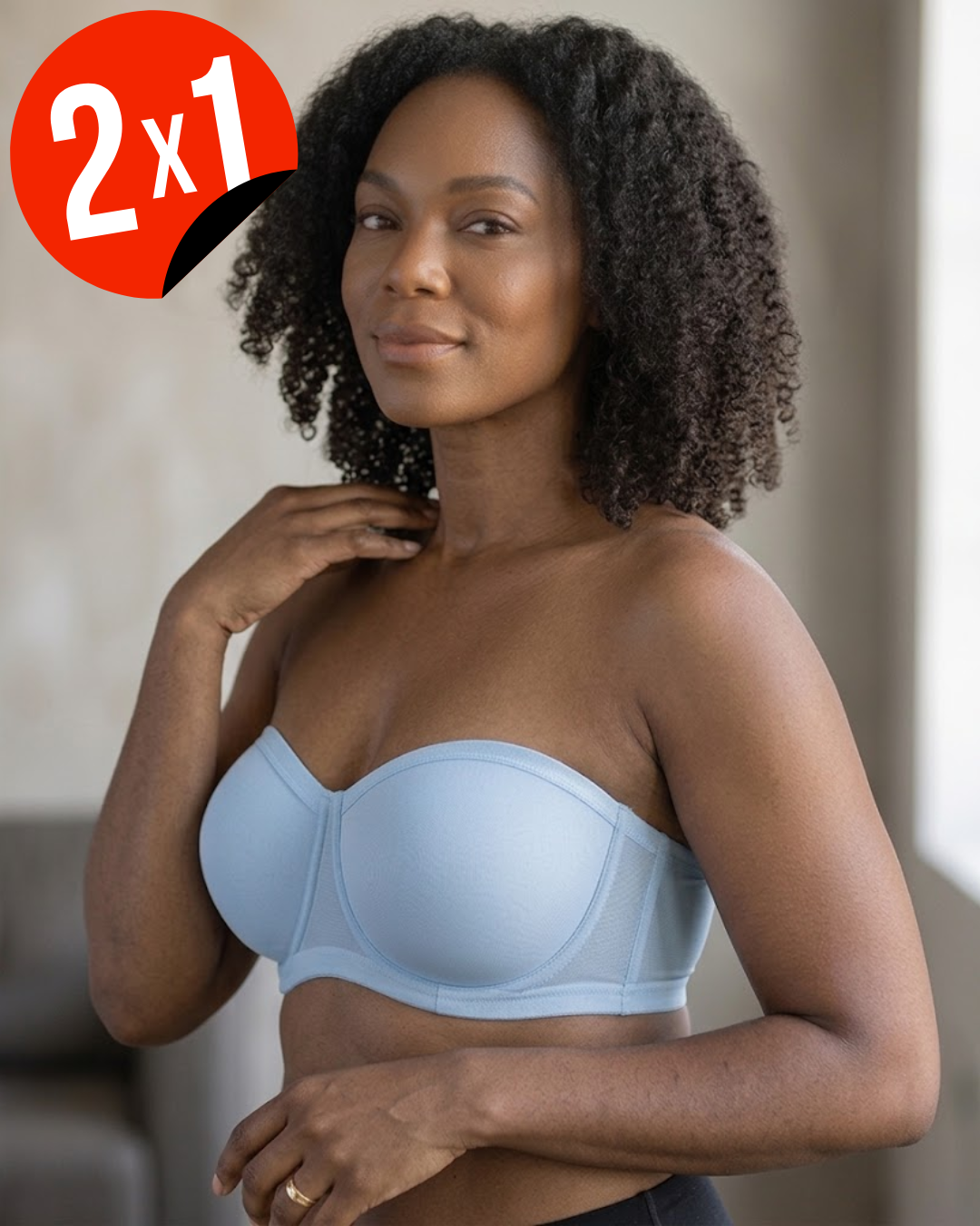 Sujetador Bandeau Sin Tirantes con Copas Moldeadas y Banda Ancha (OFERTA 2X1)®