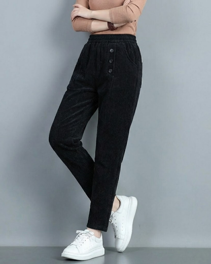 Pantalones de Terciopelo con Botones Decorativos para mujer