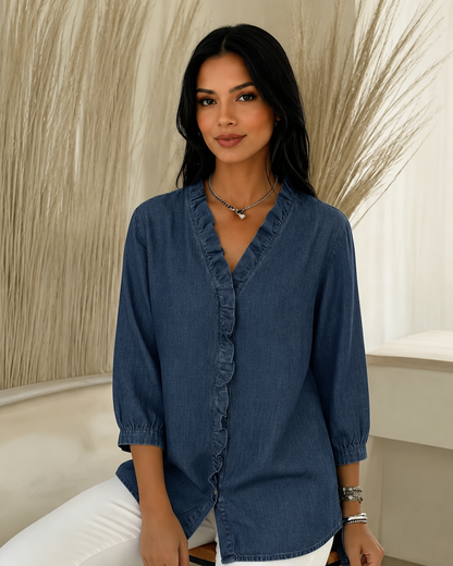 Blusa Fluida con Cuello en V
