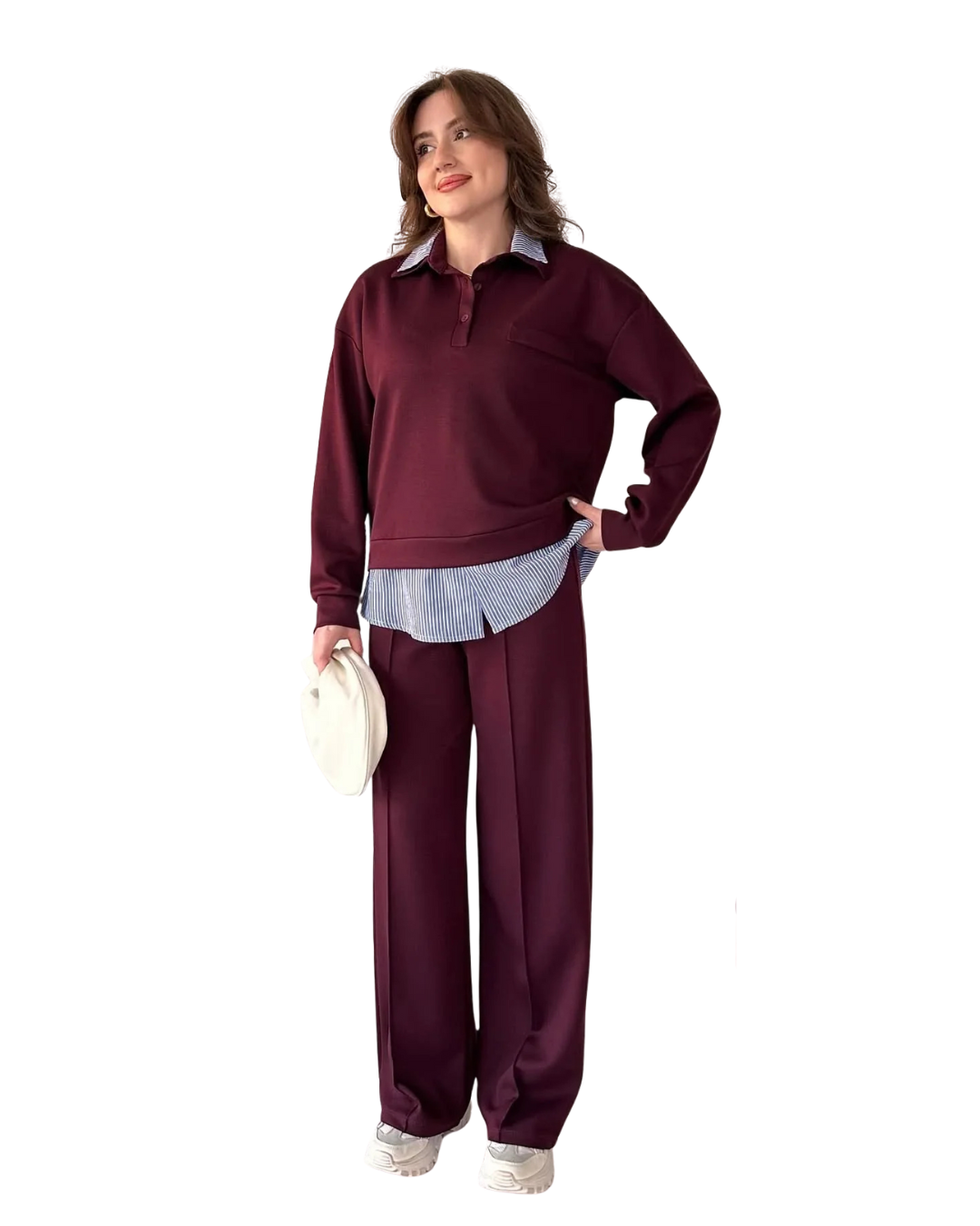 Conjunto Elegante con Efecto Doble Capa y Pantalón Recto